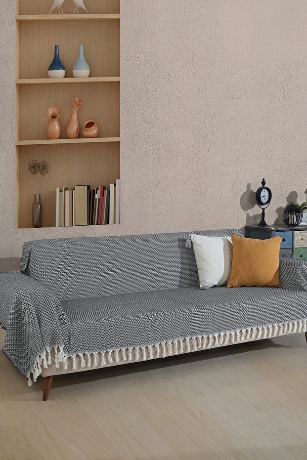 Anthracite star sofa cover covering the armrests 180x300 cm | Stylish - suitable for daily use
