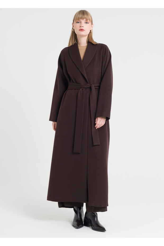 Şal Yaka Kemerli Manto - 2