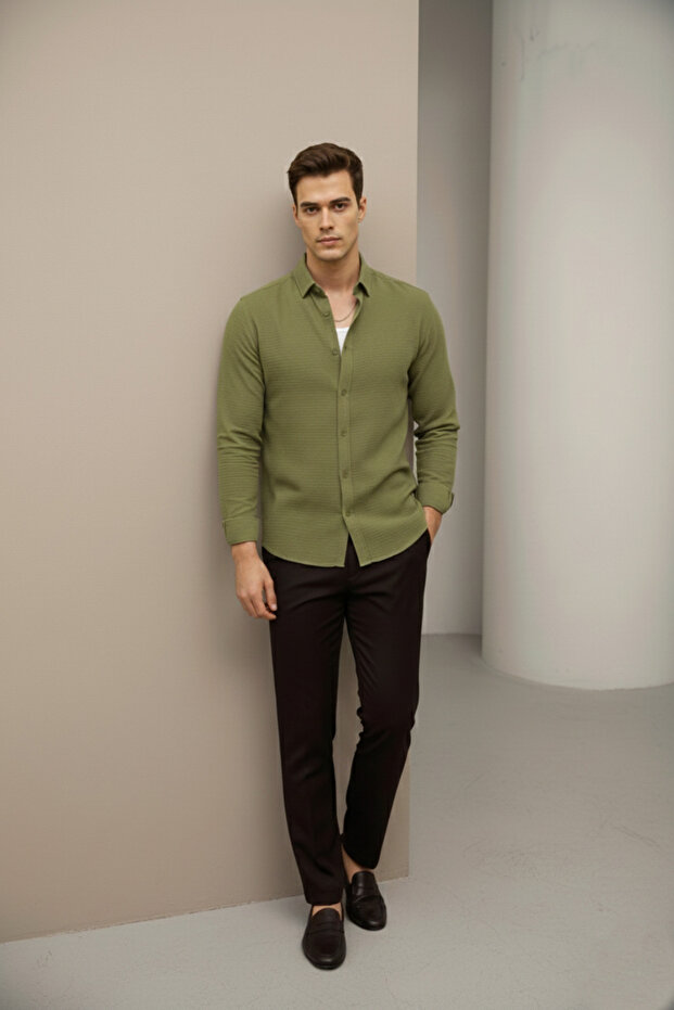 قميص كاكي كبير الحجم - 4