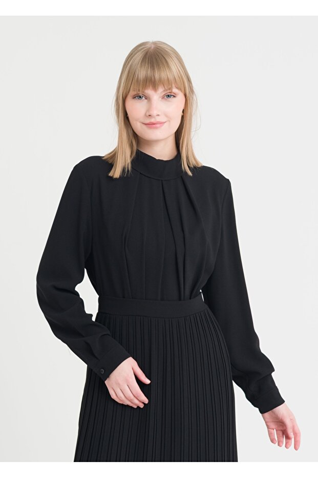 Degaje Yaka Piliseli Elbise - 7