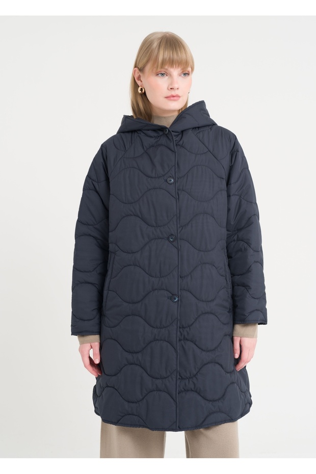 Kapşonlu Kapitone Kaban - 7