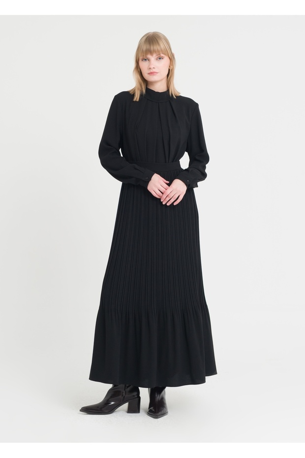 Degaje Yaka Piliseli Elbise - 5