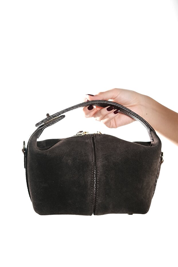 Island Brown Suede Genuine Leather Women's Shoulder Bag
