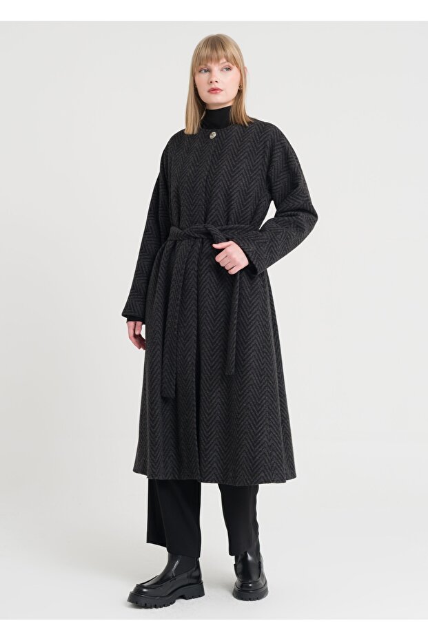 Sıfır Yaka Kırçıllı Kaban - 3