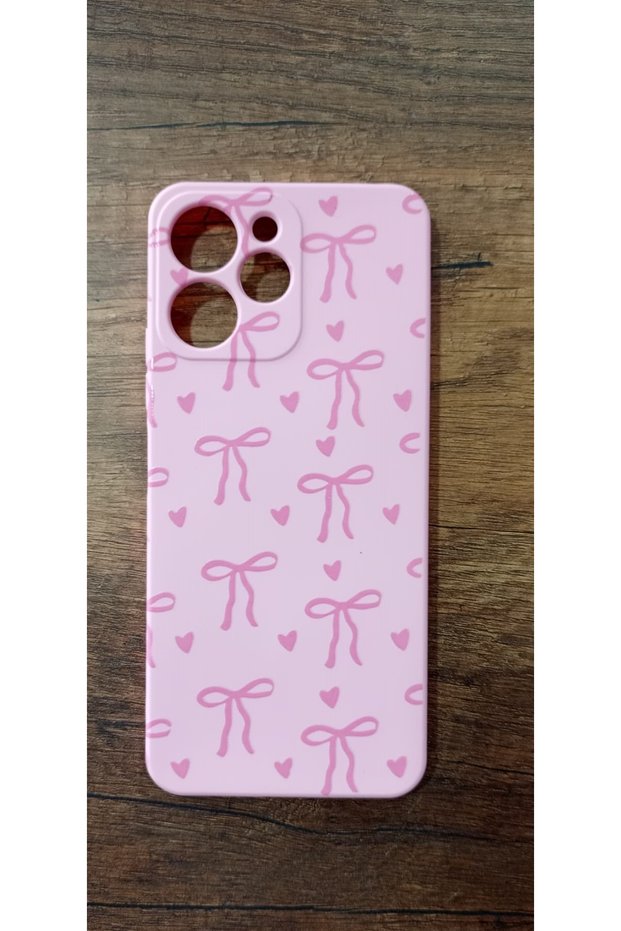 Redmi 12 Premium Silicone Launch Phone Case with Ribbon/Bow Printed on the Inside and Velvet Inside