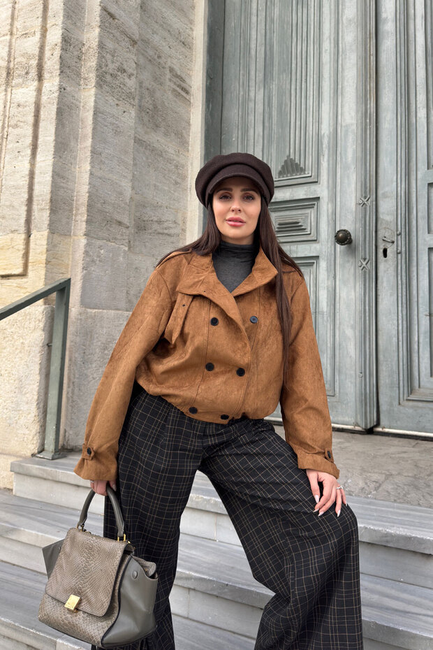 İthal Bomber Süet Ceket- TABA - 2