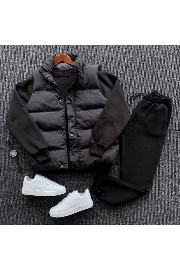 Padded Inflatable Vest and Three Thread Fleece O Oversized Set 3-Piece Set