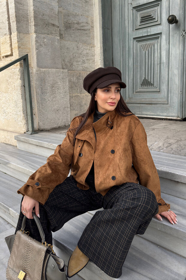 İthal Bomber Süet Ceket- TABA - 1