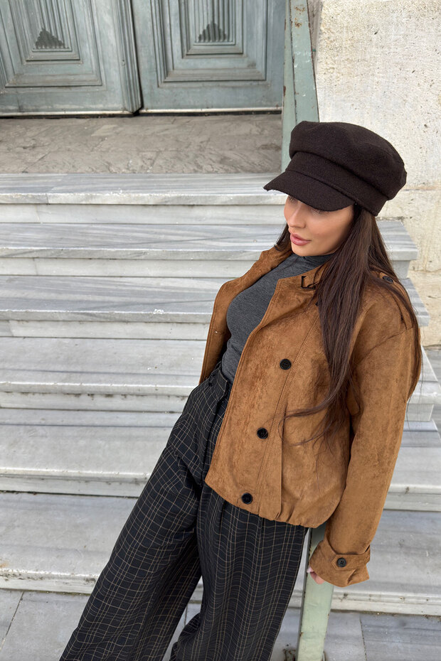 İthal Bomber Süet Ceket- TABA - 3