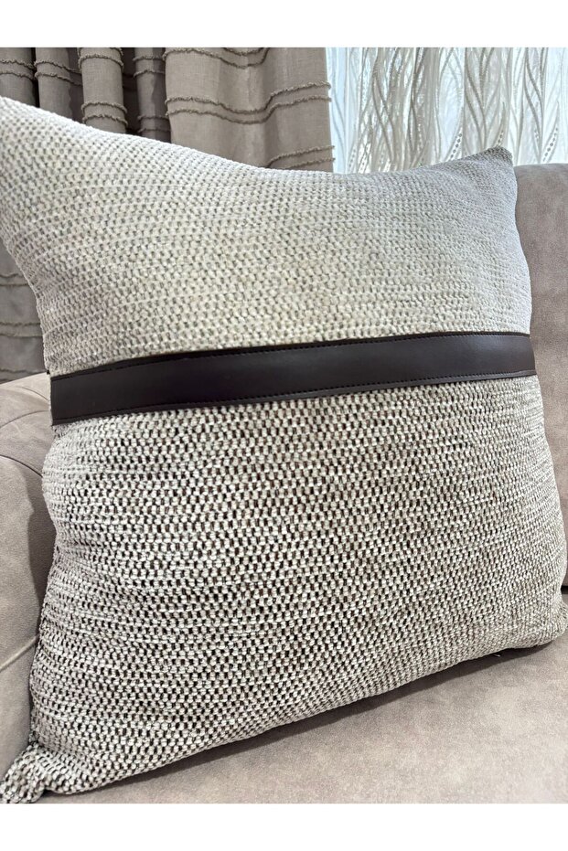 Design Throw Pillow Cover 47 X 47 Limited Edition Brown Leather Striped Model