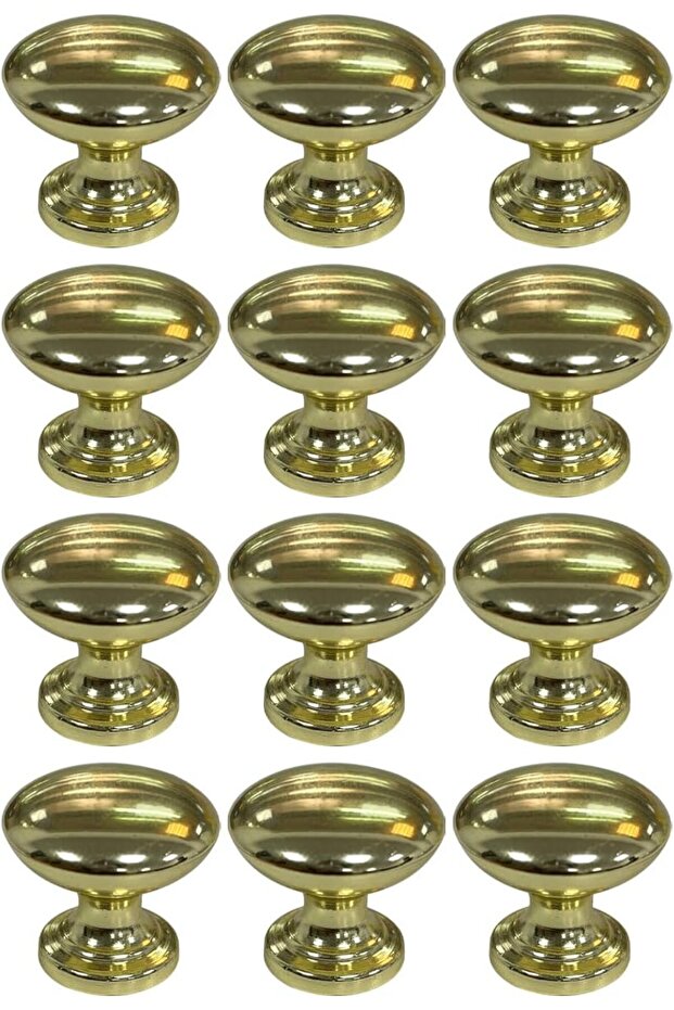 Modern Furniture Handle Knobs - Cabinet Drawer Pull Knobs (12, Metal Brass Flat) - 1