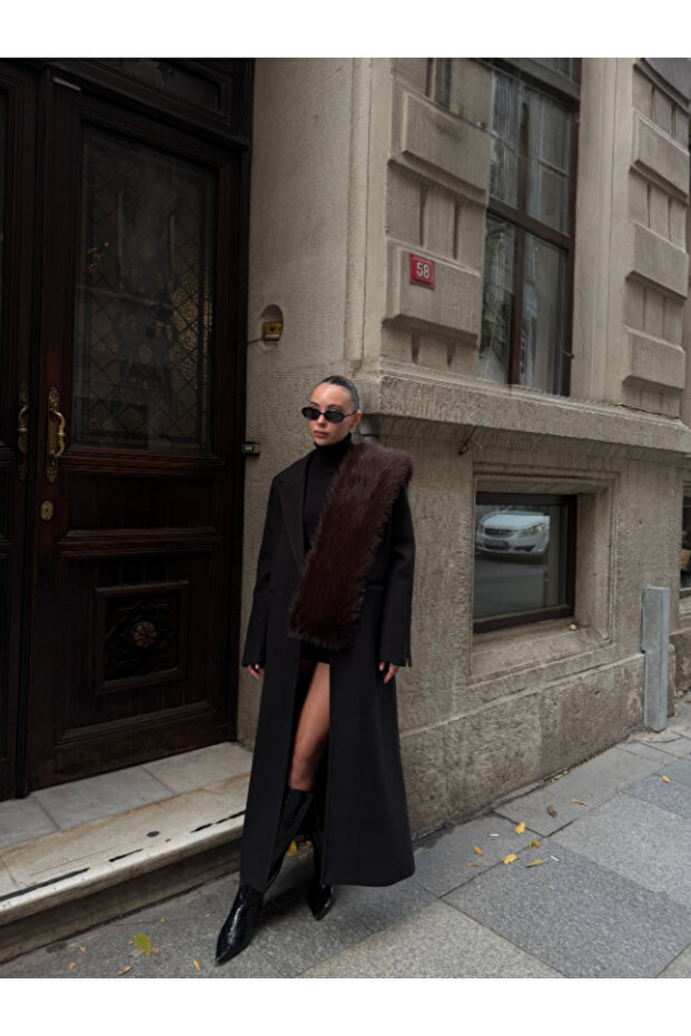 Eșarfă din blană artificială maro intens - 2