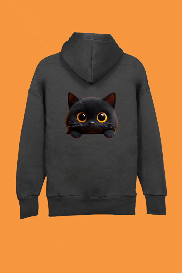 100% Cotton Custom Design Cat Printed Men Oversized Sweatshirt