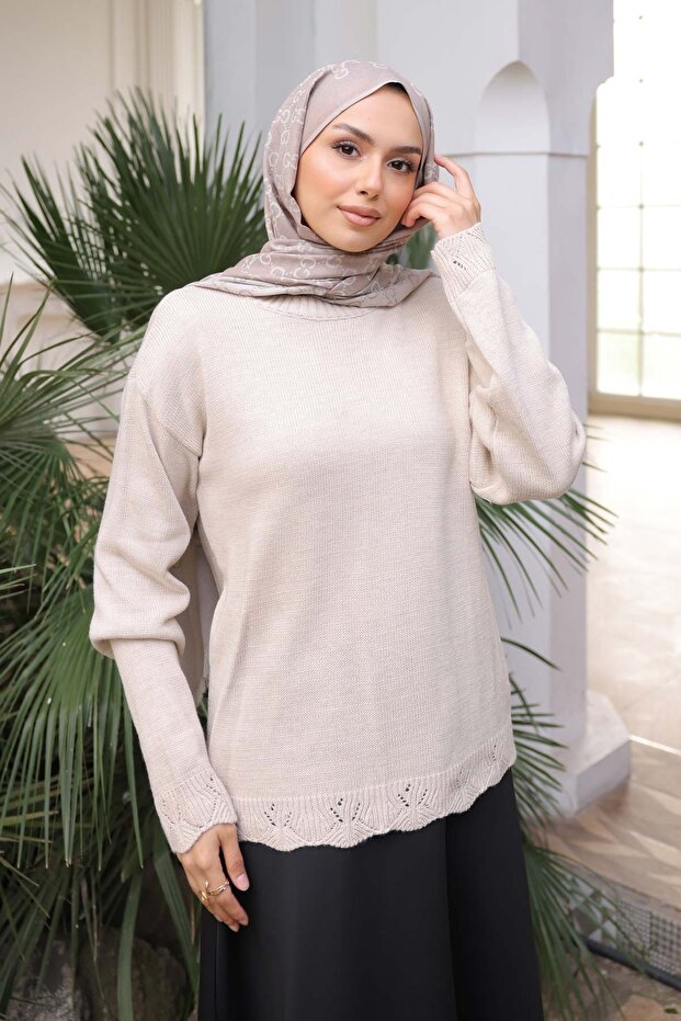 Stone Crew Neck Knitwear Sweater