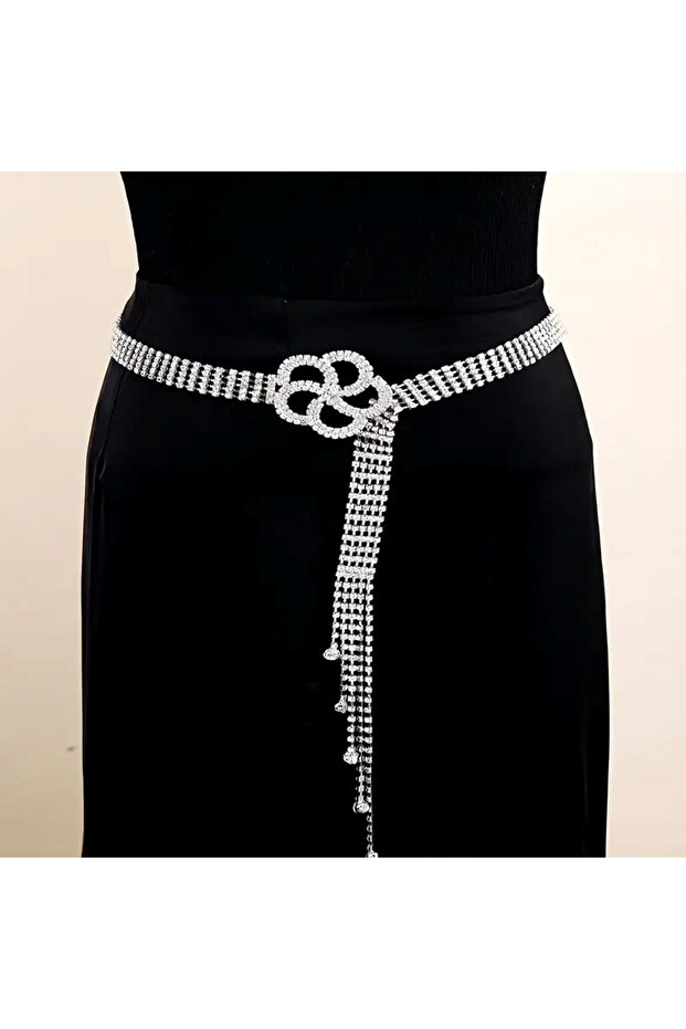 5 Rows Waterway Lotus Buckle Stone Belt (Max Length 90cm)