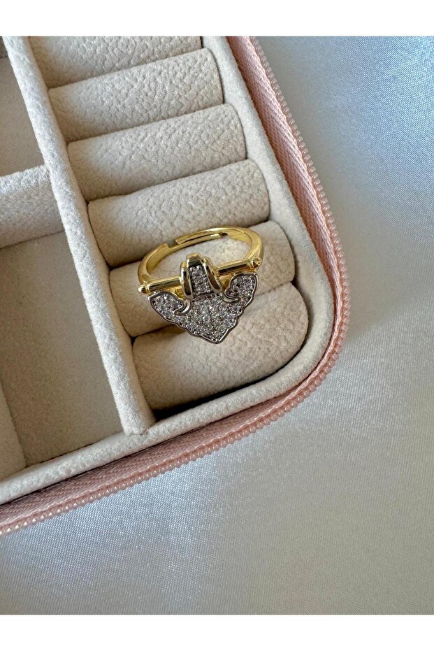 Zircon Stone Gold Color Modern Heart Design Steel Ring