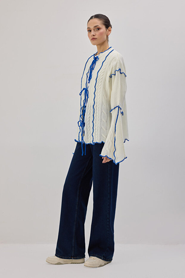 KONTRAST BİYELİ TRİKO HIRKA - 5