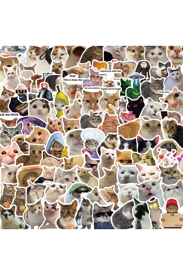 50PCS 10/30/50/100pcs Cute Animal Cat MEME Funny Stickers Aesthetic Decals DecorativeNotebook Car La