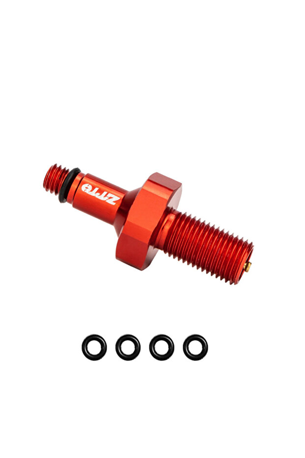 Red Bike Valve Adapter Conversion Tool Aluminum Alloy Rear Shock Absorber Inflatable Bike Valve Ada