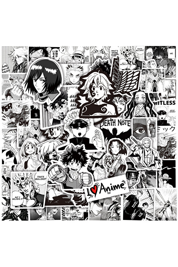 Bandai 50PCS 10/30/50pcs Black White Mix Anime Stickers Cool Japanese Manga Graffiti Decals DIY Lapt