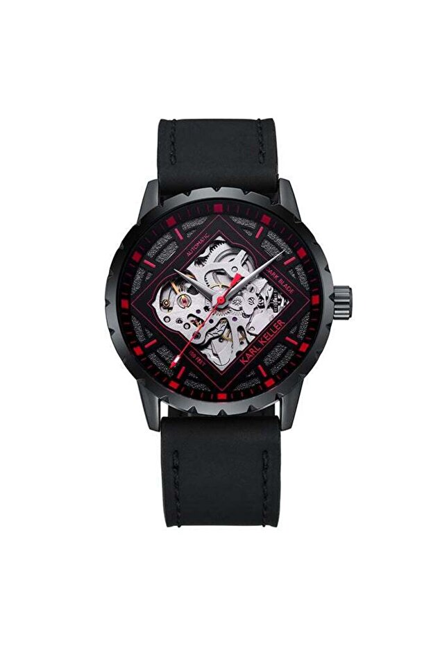 Men's Analog Round Shape Leather Wrist Watch KKXC5106 - 43 Mm