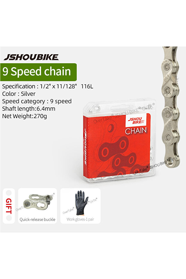 9 speed JSHOUIKE 1/6/7/8/9/10/11/12Speed Chain Mountain Road Bike Electroplating rust prevention MT
