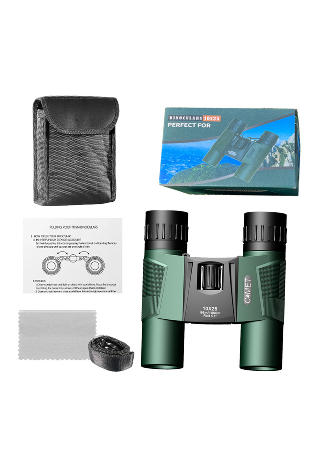 ZT1025HD 10x25 Compact Binoculars High-Power Folding Roof Prism Lightweight & Portable Non-Slip Grip