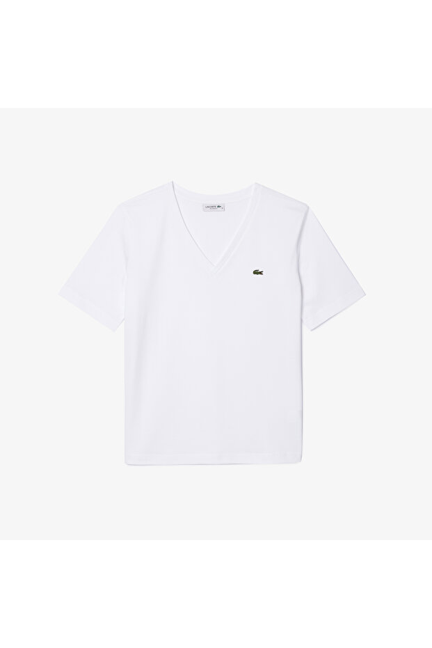 تيشيرت قطني ناعم بياقة على شكل حرف V قصة مريحة - TF7300-00-001 - 4