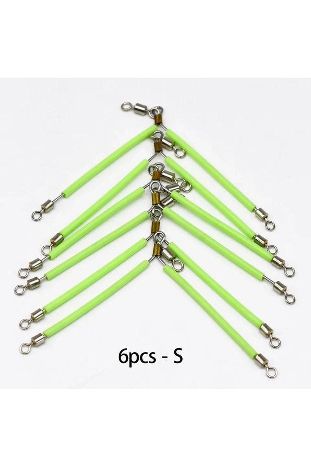 6 Pcs S Topranc Luminous Stainless Steel Fishing Balance Connector Sea Fishing Anti-Tangle Feeder Bo