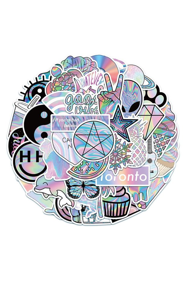 50pcs 50Pcs Cartoon VSCO Holographic Laser Stickers Cute Gradient Girl Graffiti Decals for Luggage S