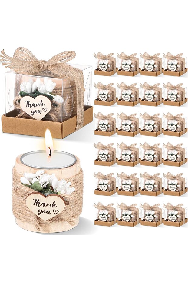 Retisee Wood Tealight Candle Holders - Wedding Favors (24)