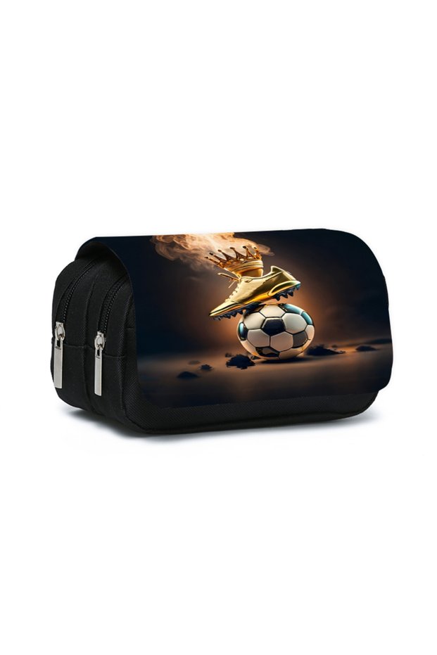 1 Football Pattern Double Layered Flip Pen Case For Boy/Girls Best Gifts 2D Flat Cartoon Teenagers .
