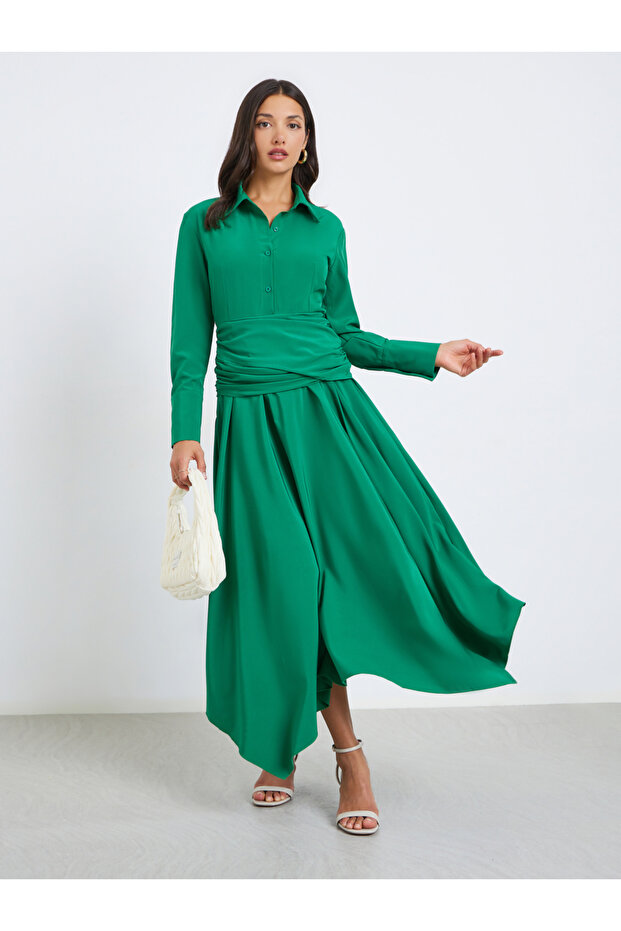Women Asymmetric Hem A-Line Maxi Dress