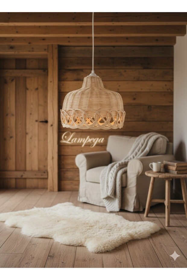 rattan bambu hasır avize - 1