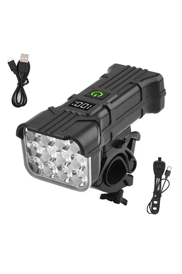 1000-3000 Mah 2000-3000 Lumen 1800mAh Horn Light Bicycle 12 LED Headlights 140dB Loudly Bell