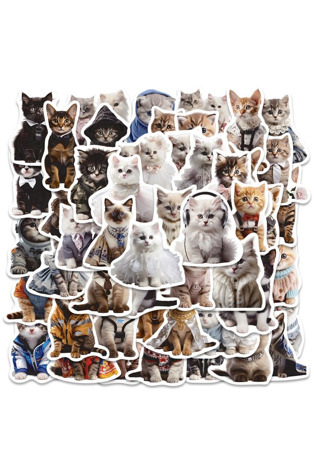 50pcs 50PCS Cute Cat Animals Kawaii DIY Stickers For Waterproof Skateboard Laptop Phone Diary Car Vi