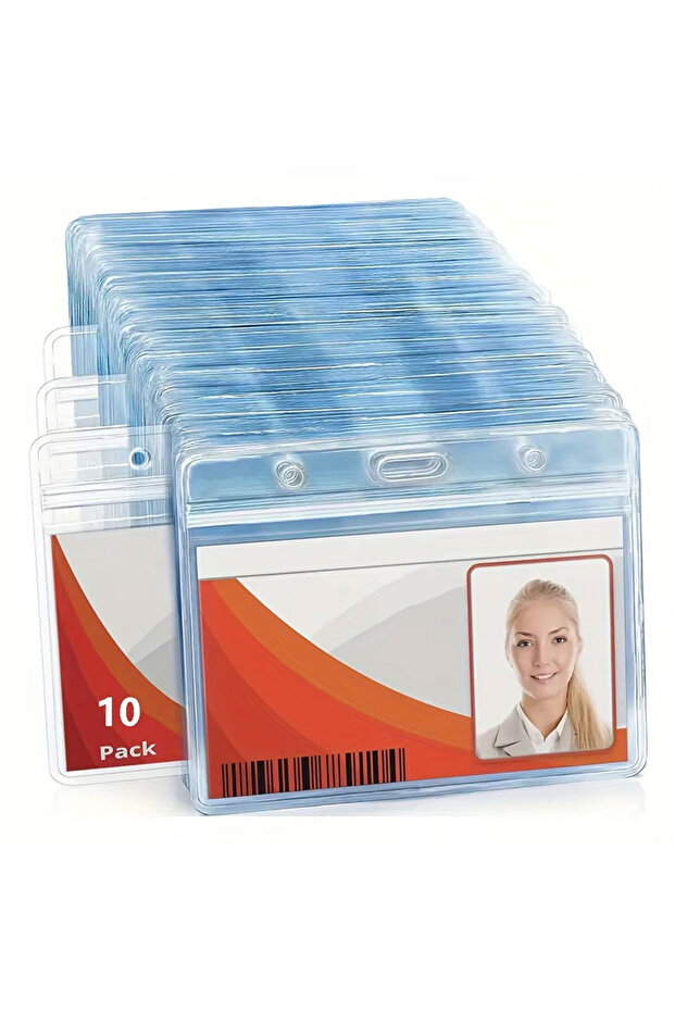 10pcs Horizontal ID Card Holder, Resealable Zipper, Transparent Plastic, Waterproof PVC, High Tra...