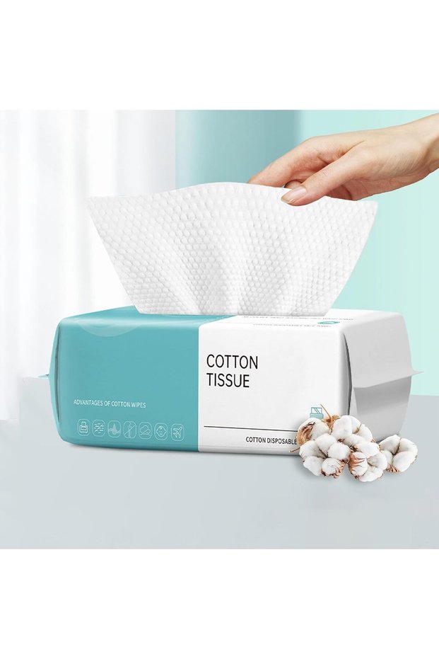 Cotton Facial Dry Wipes 72 Count, Deeply Cleansing Face Towel (1 Pack)