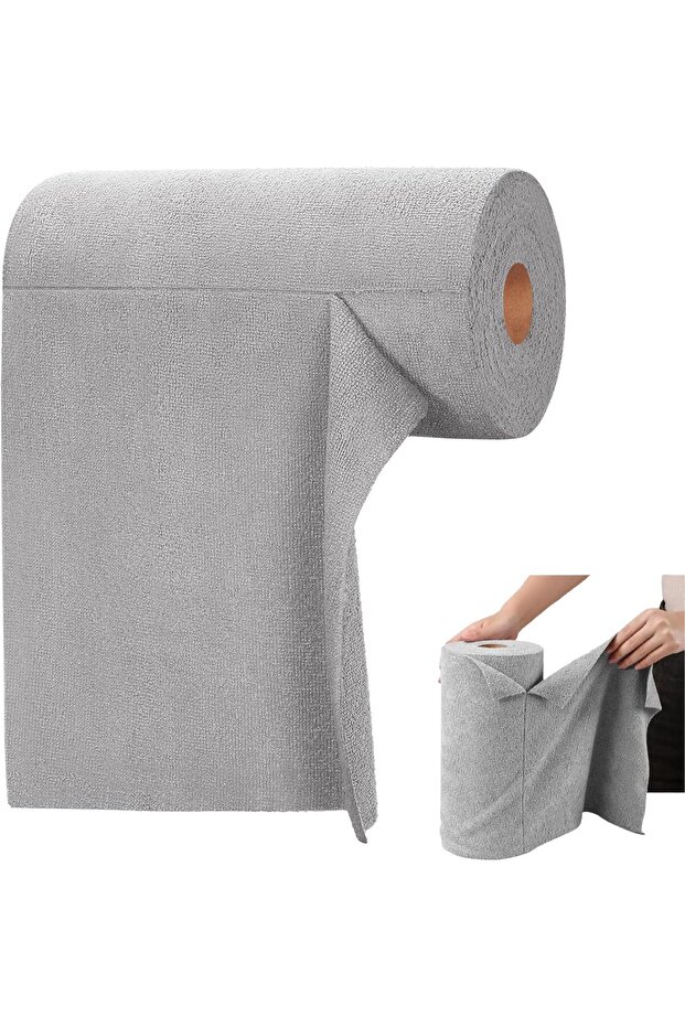 Microfiber Cleaning Cloth Roll - Tear-Away, Lint-Free, 9.8" x 9.8" (12 Sheets, Grey)