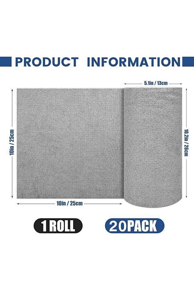 2 Pack Tearable Disposable Microfiber Dish Cloths (Grey) - 20 Sheets/Roll, 10x10 in