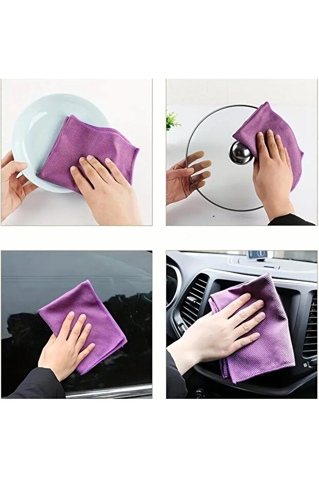 Microfiber Cleaning Cloth 25 x 25 cm, 10 pcs - Streak-Free, Multicolor