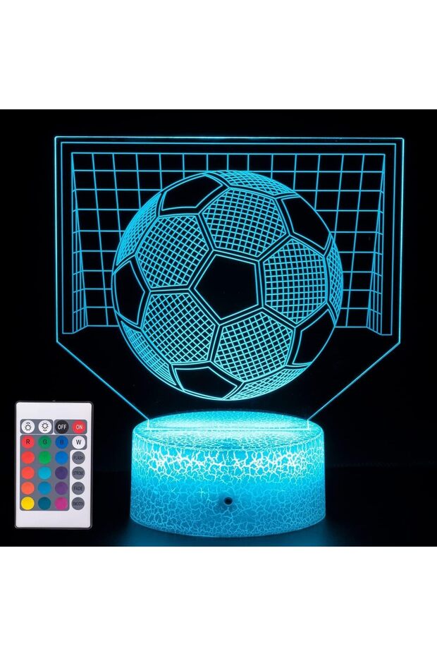 3D Football Night Light, 16-Color LED with Remote, Soccer Themed Kids Lamp