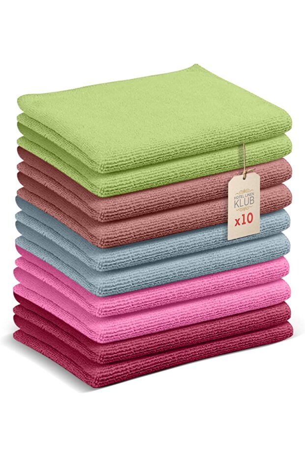10-Pack Microfiber Wash Cloths (40 x 40 cm, Mixed Colors)