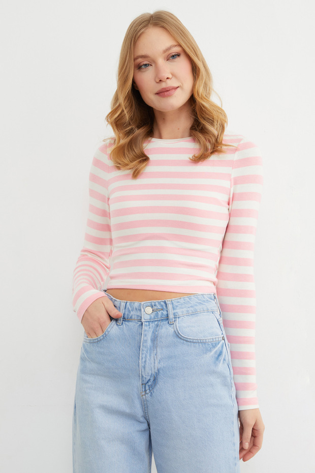 Basic Çizgili Likralı Body - 5