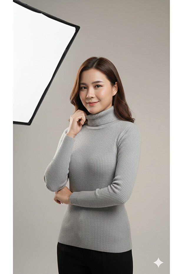 Women's High Neck Knitwear Badi Sweater – Flexible Stretch Fabric , Soft Textured, 100% Acrylic