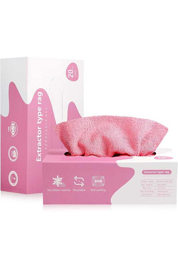 Microfiber Cleaning Cloth Rags in Two Box (40 Count), 7.9" x 7.9" (Pink)
