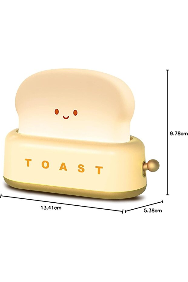 Cute Toaster Night Light Lamp — Dimmable Rechargeable LED Night Light (Yellow)