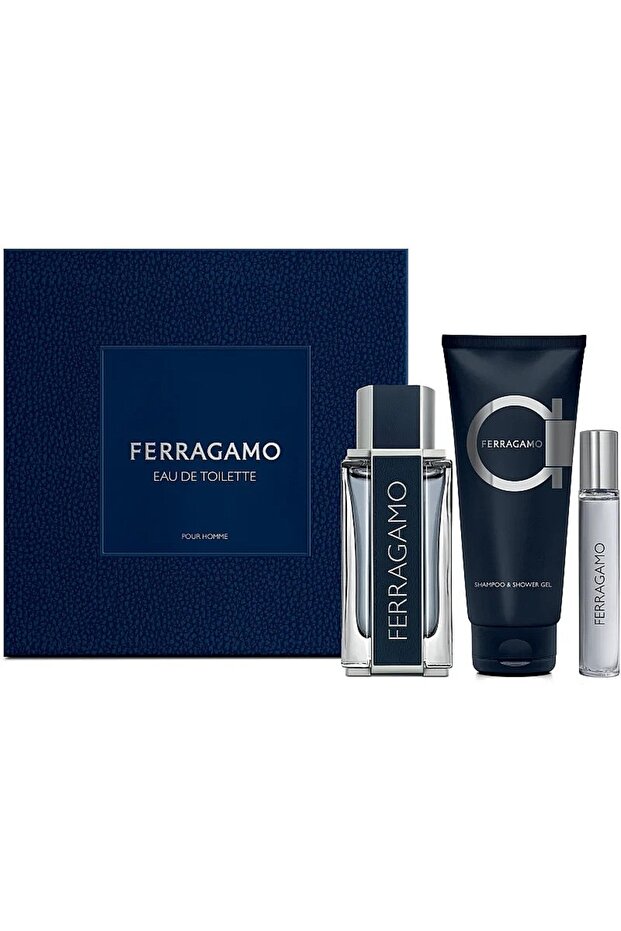 Ferragamo For Men Set Eau De Toilette 100ml + Eau De Toilette 10ml + Shampoo & S
