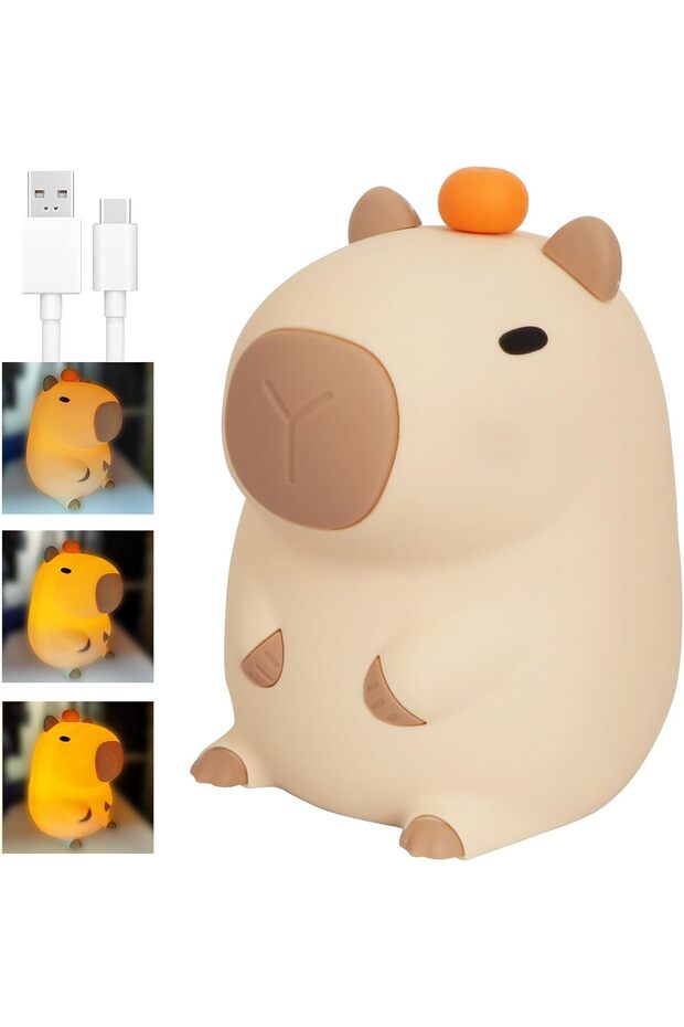 Capybara Night Light - Silicone Dimmable Rechargeable LED Bedside Lamp with Timer