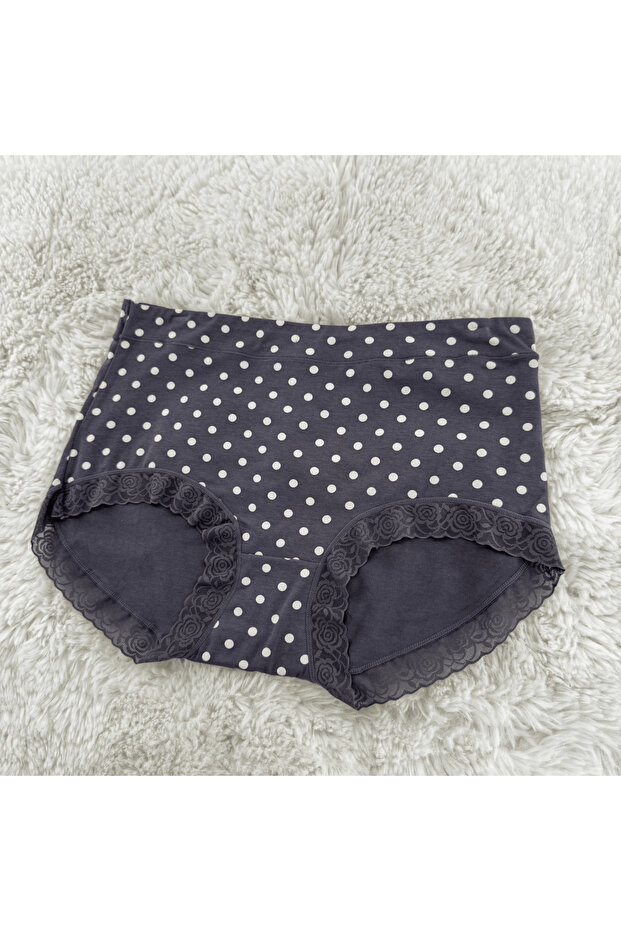 Polka Dot Patterned Lace High Waist Women's Panties